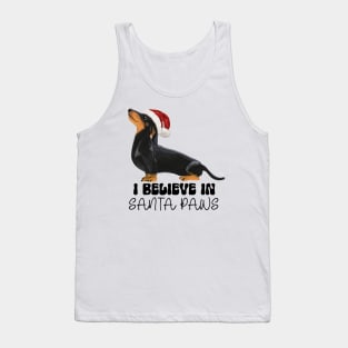 Dachshund I Believe in Santa Paws - Black and Tan Tank Top